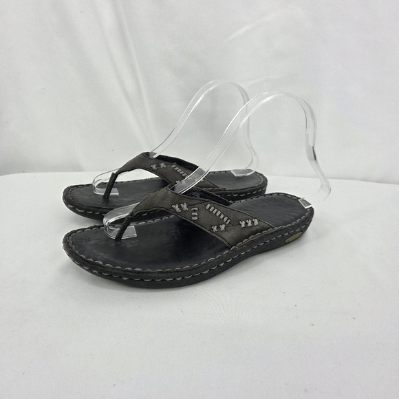 Keen Women's Bree Black Leather Thong Flip Flops sz 6 - Picture 2 of 9